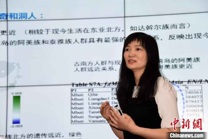 付巧妹研究员解读古DNA最新研究成果。 孙自法 摄 古DNA研究确认 福建及周边古南方人群是南岛语系人群祖先